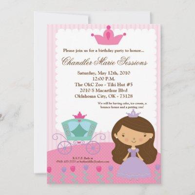 Princess Girl Carria Birthday Party Invitation