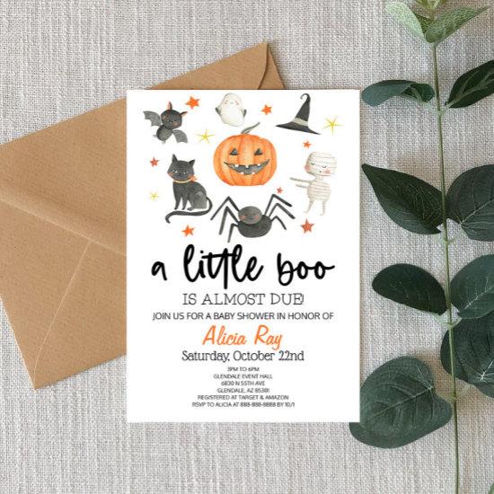 A Little Boo Is Almost Due! Baby Shower Halloween Invitation