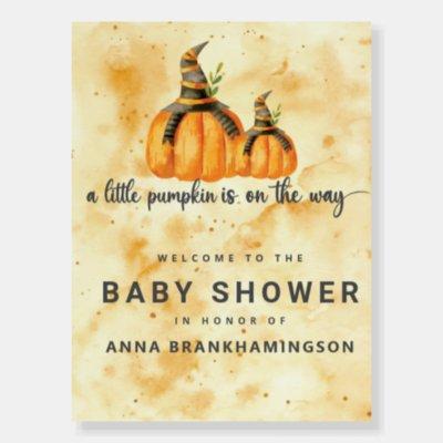 A little pumpkin orange watercolor baby shower foam board