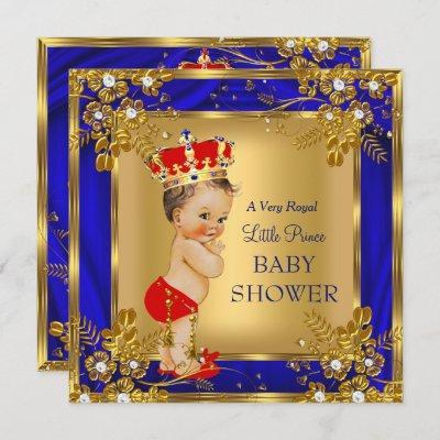 A Very Royal Little Prince Baby Shower Brunette D2 Invitation