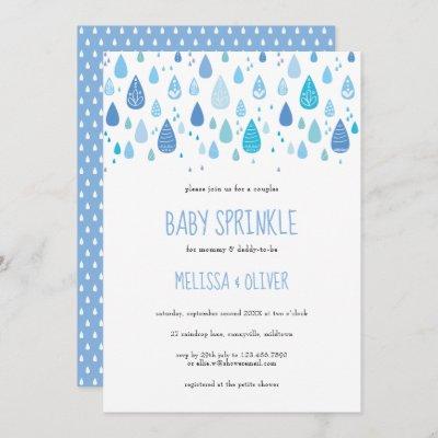 Baby blue raindrops couples baby sprinkle invitation