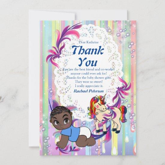 Baby Boy Bubbles & Unicorns Thank You Card