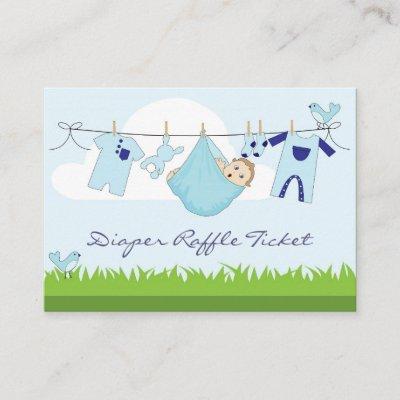 Baby Boy Clothes Line Diaper Raffle Business Card