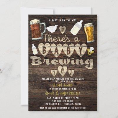Baby Brewing Beer Party Daddy to Be Couples Shower Invitation