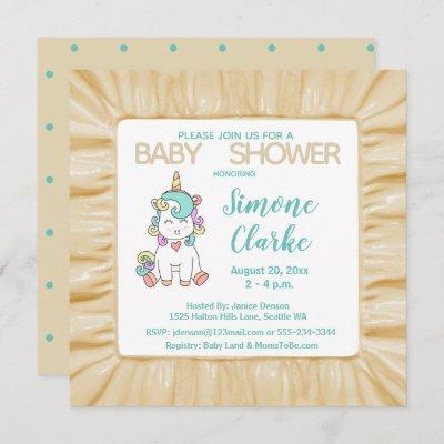 Baby Shower, Baby Unicorn, Mother's Name Invitation