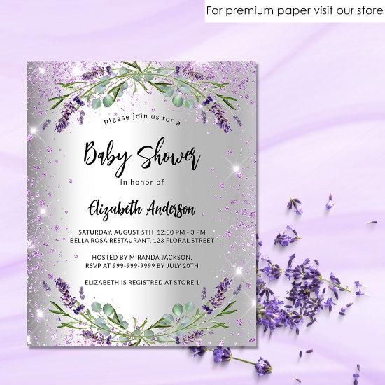 Baby Shower lavender silver budget Invitation