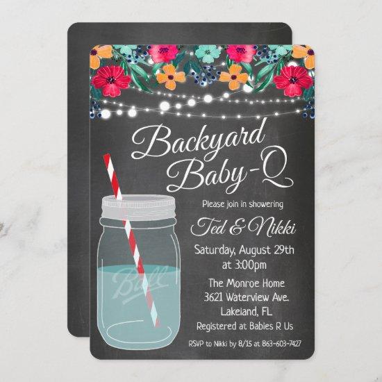Backyard Baby Q Mason Jar Invitation