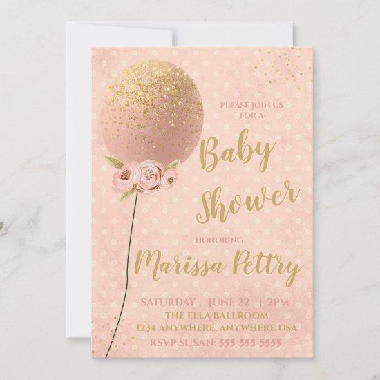 Balloon Baby shower ready to pop rose gold Invitation