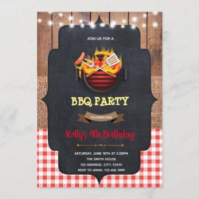 BBQ birthday baby shower party invitation