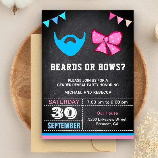 Beards or Bows Gender Reveal Party Invitation