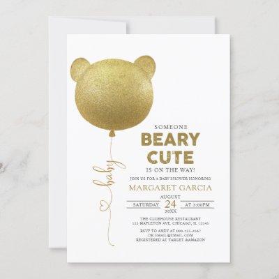 Beary Cute Gold Balloon Teddy Bear