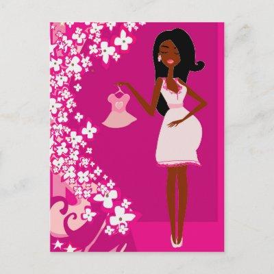 black pregnant woman announcement postcard
