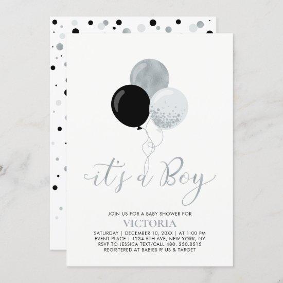 Black & Silver Balloons | It's a Boy