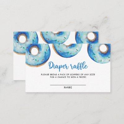 Blue Donut diaper raffle game baby shower Enclosure Card