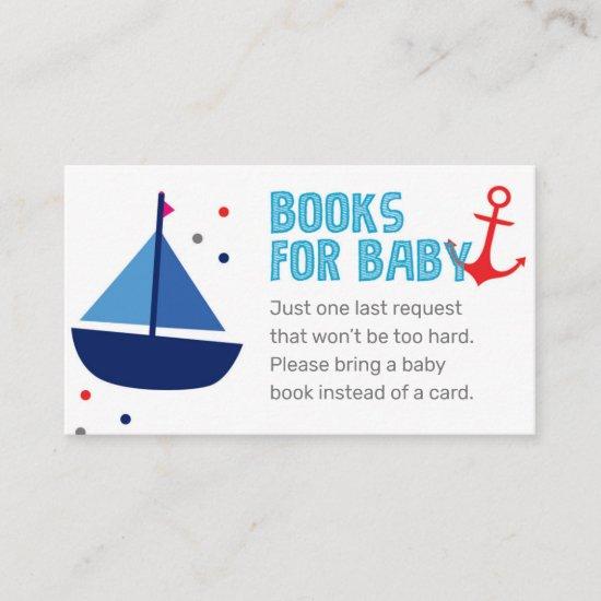 Blue Sail Boat Bring a Book Card Baby Shower Game