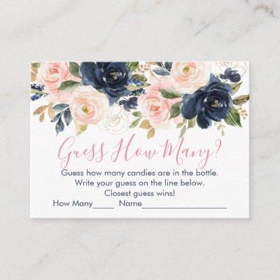 Blush Pink | Navy Floral Guess How Many Game Enclosure Card