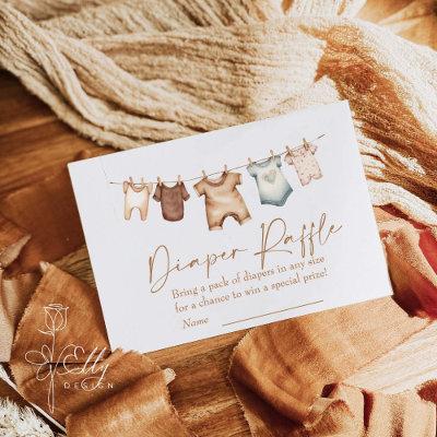 Boho Clothes Baby Shower Diaper Raffle Enclosure Card