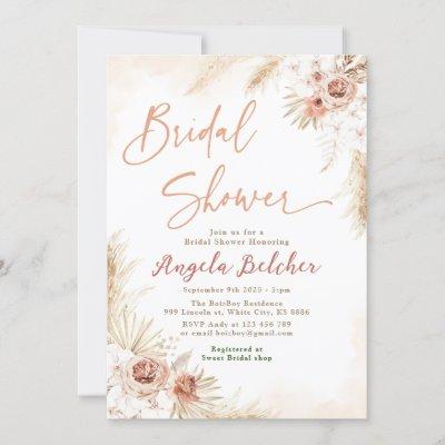 Boho Pampas Grass - Boho Bridal Shower Invitation