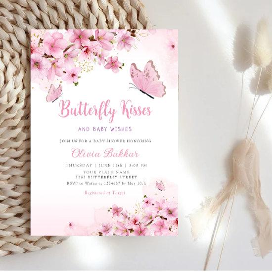 Boho Pink Floral Butterfly Kisses Girl