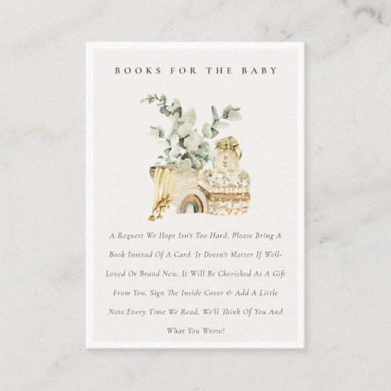 Boho Yellow Nursery Foliage Books For Baby Shower Enclosure Card