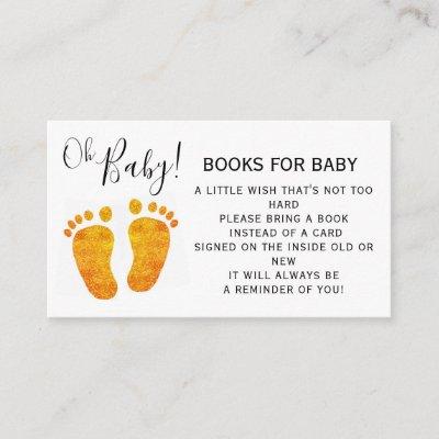Books For Baby Gold Feet Baby Shower Enclosure Card