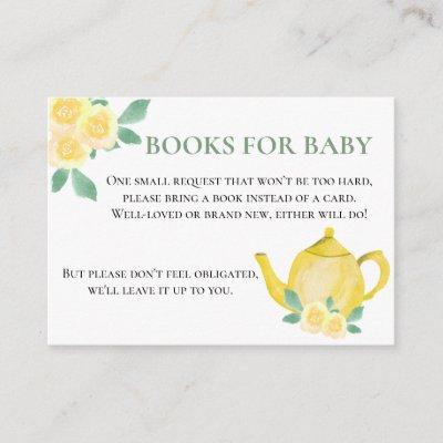 Books for Baby Yellow Teapot Baby Shower Request Enclosure Card