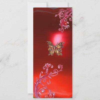 BUTTERFLY RUBY , bright red pink violet Invitation