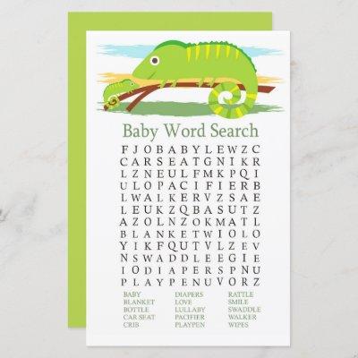 Chameleon Baby Shower Word Search Game