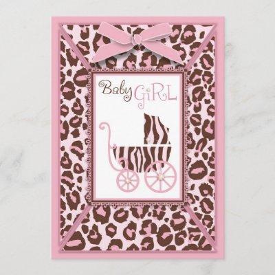 Cheetah Girl Invitation Card Pink A