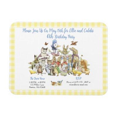 Classic Peter the Rabbit Birthday Party Invitation Magnet