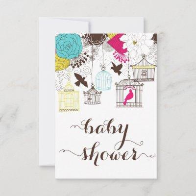 Colorful Birdcages Baby Shower Gift Registry Card