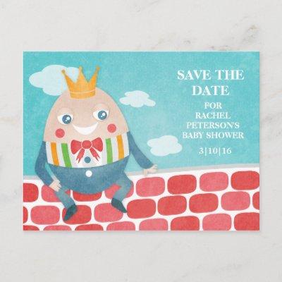 Colorful Humpty Dumpty Baby Shower Save the Date Announcement Postcard