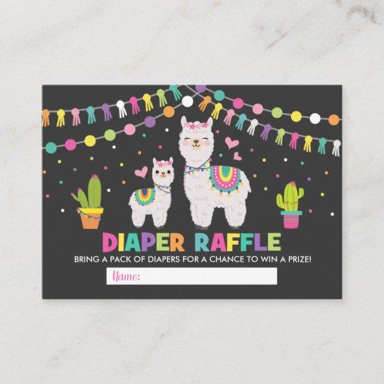 Colorful Llama Baby Shower Fiesta Diaper Raffle Enclosure Card