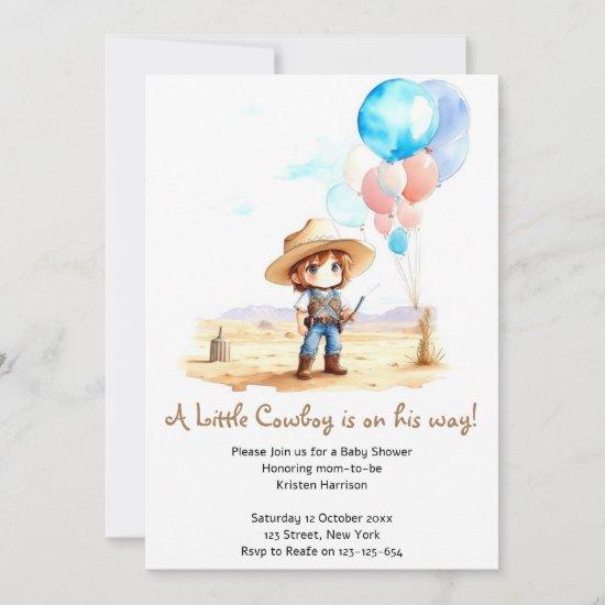 Cowboy Adventure Baby Boy's Wild West Shower Invitation