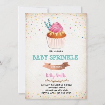 Cupcake baby sprinkle party invitation