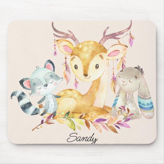Cute Baby Animals Custom Name Gender Neutral    Mouse Pad