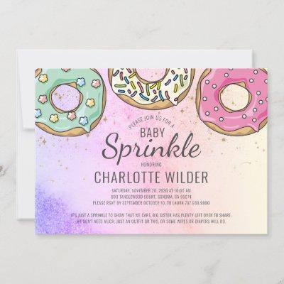Cute Modern Watercolor Donut Baby Sprinkle Invitation