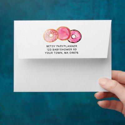 Cute Pink Sprinkles Donute Baby Shower By Mail Envelope