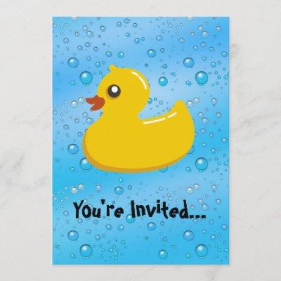 Cute Rubber Ducky/Blue Bubbles Invitation