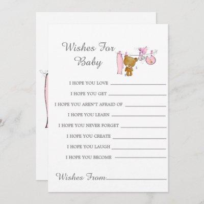 Cute Teddy Bear Clothes Line Wishes For Baby Card