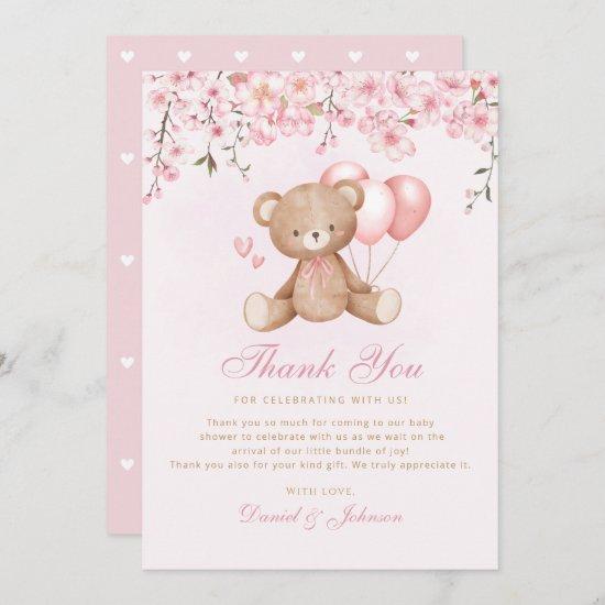 Cute Watercolor Teddy Bear Baby Shower Thank You  Invitation