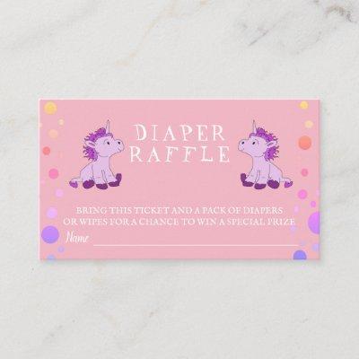 Diaper Raffle Pink Unicorn Twins Girl Baby Shower Enclosure Card