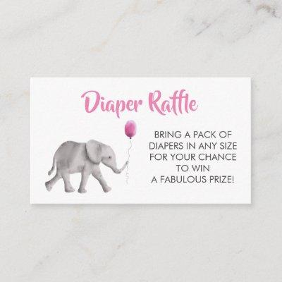 Diaper Raffle Ticket Elephant Baby Shower, Pink Enclosure Card