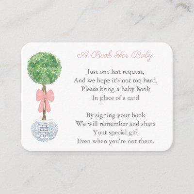Elegant Bring A Book Poem Girl Baby Shower Enclosure Card
