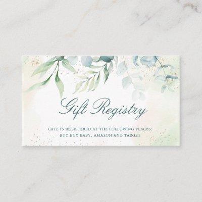 Elegant Eucalyptus Greenery Baby Shower Registry Enclosure Card