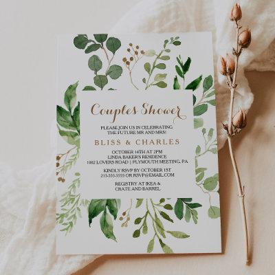 Elegant Eucalyptus Leaf Greenery Couples Shower Invitation