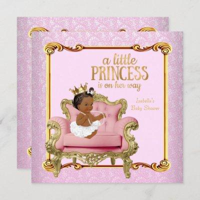 Ethnic Princess Baby Shower Pink Gold Chair Invitation