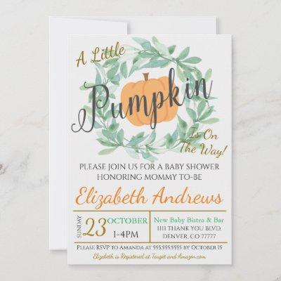 Fall Baby Shower Party Invitation WHITE