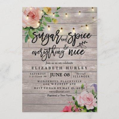 Floral Baby Shower Sugar & Spice & Everything Nice Invitation