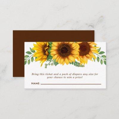 Floral Little Sunflower Baby Shower Diaper Raffle Enclosure Card
